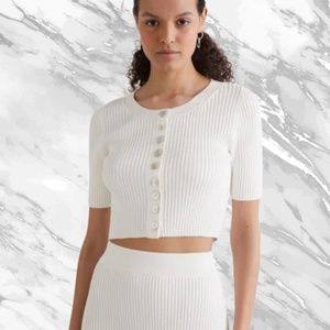 Cropped Shell Button Rib Knit